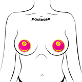 Neon Pink & Yellow 8-Ball Petal Breast Pasties | UV Reactive Festival Nipple Covers