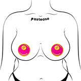 Neon Pink & Yellow 8-Ball Petal Breast Pasties | UV Reactive Festival Nipple Covers