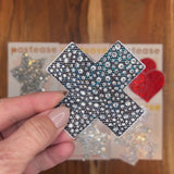 Crystal Black Cross Nipple Pasties – Rhinestone Adhesive Covers for Festivals & Parties