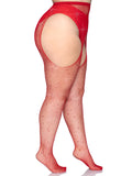 Rhinestone Fishnet Suspender Pantyhose – Sparkly Crotchless Women's Hosiery