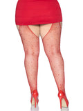 Rhinestone Fishnet Suspender Pantyhose – Sparkly Crotchless Women's Hosiery