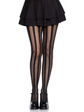Vertical Stripe Sheer Tights – Patterned Fashion Hosiery with Reinforced Toe