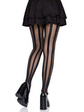 Vertical Stripe Sheer Tights – Patterned Fashion Hosiery with Reinforced Toe