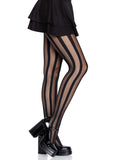 Vertical Stripe Sheer Tights – Patterned Fashion Hosiery with Reinforced Toe