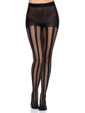 Vertical Stripe Sheer Tights – Patterned Fashion Hosiery with Reinforced Toe