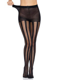 Vertical Stripe Sheer Tights – Patterned Fashion Hosiery with Reinforced Toe
