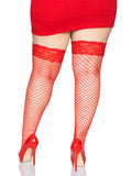 Industrial Fishnet Stay Up Thigh High Stockings with Lace Top