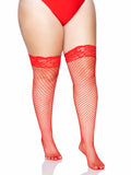 Industrial Fishnet Stay Up Thigh High Stockings with Lace Top