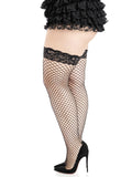 Industrial Fishnet Stay Up Thigh High Stockings with Lace Top