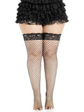 Industrial Fishnet Stay Up Thigh High Stockings with Lace Top