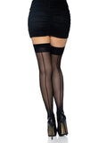 heer Cuban Heel Thigh High Stockings with Back Seam for Women