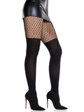 Jett Garter Illusion Opaque Tights with Fishnet Detail | Women's Hosiery