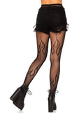 Flame Fishnet Tights – Patterned Novelty Fishnet Pantyhose for Festival & Party Wear