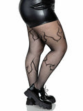 Flame Fishnet Tights – Patterned Novelty Fishnet Pantyhose for Festival & Party Wear