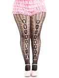 Sweetheart Striped Fishnet Tights with Heart Pattern & Bow Accents | Women's Fashion Hosiery