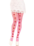 Sweetheart Striped Fishnet Tights with Heart Pattern & Bow Accents | Women's Fashion Hosiery