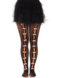 Sweetheart Striped Fishnet Tights with Heart Pattern & Bow Accents | Women's Fashion Hosiery