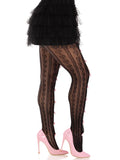 Sweetheart Striped Fishnet Tights with Heart Pattern & Bow Accents | Women's Fashion Hosiery