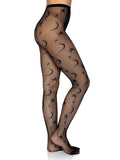 Celestial Fishnet Tights with Moon & Star Pattern | Women's Fashion Hosiery