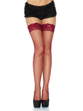 Backseam Fishnet Thigh High Stockings with Lace Stay-Up Top | Elegant Hosiery
