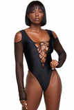 Black Lace Up Shoulder Bodysuit