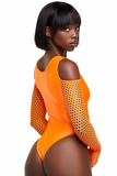 Orange Lace Up Shoulder Bodysuit