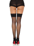 Lace Top Fishnet Thigh High Stockings with Floral Lace & Bow