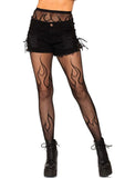 Flame Fishnet Tights – Patterned Novelty Fishnet Pantyhose for Festival & Party Wear