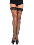 Industrial Fishnet Stay Up Thigh High Stockings with Lace Top