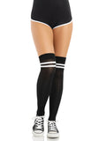 Ribbed Athletic Thigh High Stockings with Striped Design | Women's Hosiery