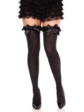 Calliope Striped Thigh High Stockings – Sheer Bow Top Coquette Hosiery for Women