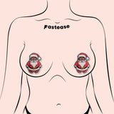 Black Jolly Saint Nick Christmas Breast Pasties – Festive Adhesive Nipple Covers for Holiday Parties