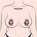 Black Jolly Saint Nick Christmas Breast Pasties – Festive Adhesive Nipple Covers for Holiday Parties