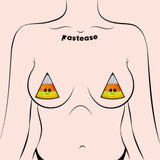 Cute Candy Corn Kawaii Halloween Nipple Pasties – Waterproof Self-Adhesive Latex-Free Costume Covers