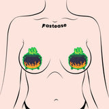 Cauldron Black & Green Flaming Bubbling Witches Brew Nipple Pasties | Waterproof Latex-Free Adhesive