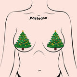 Christmas Tree Glitter Velvet Nipple Covers – Holiday Adhesive Pasties