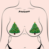 Christmas Tree Glitter Velvet Nipple Covers – Holiday Adhesive Pasties