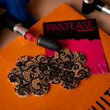 Nude Daisy Flower Nipple Covers with Black Lace – Adhesive Floral Festival Pasties