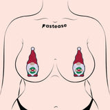Christmas Wreath Garden Gnome Nipple Covers – Holiday Waterproof Adhesive Pasties