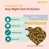 Gold Glitter Cheetah Heart Nipple Covers – Adhesive Animal Print Festival Pasties