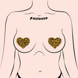 Gold Glitter Cheetah Heart Nipple Covers – Adhesive Animal Print Festival Pasties