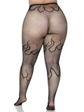 Flame Fishnet Tights – Patterned Novelty Fishnet Pantyhose for Festival & Party Wear