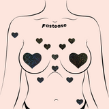 Mini Black Glitter Heart Body Pasties – 10 Pack Adhesive Glitter Heart Stickers