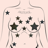 Mini Black Glitter Star Body Pasties – 10 Pack Adhesive Festival Star Stickers