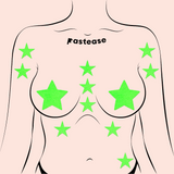 Mini Glow in the Dark Star Body Pasties – 10 Pack Adhesive Festival Star Stickers