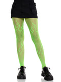Flame Fishnet Tights – Patterned Novelty Fishnet Pantyhose for Festival & Party Wear