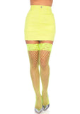 Industrial Fishnet Stay Up Thigh High Stockings with Lace Top