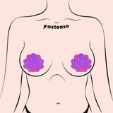 Neon Pink & Purple Glitter Mermaid Shell Pasties | Waterproof Reusable Seashell Nipple Covers