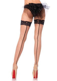 Backseam Fishnet Thigh High Stockings with Lace Stay-Up Top | Elegant Hosiery