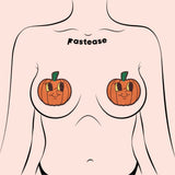 Cute Pumpkin Jack-O'-Lantern Face Nipple Covers – Halloween Glitter Velvet Breast Pasties